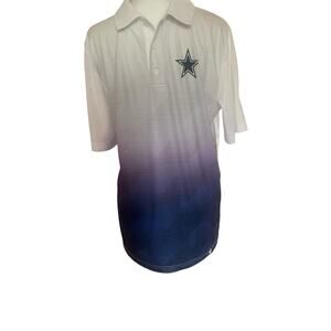 Dallas Cowboys Men's Medium  Fanatics White Blue Gradient  Polo‎ Shirt